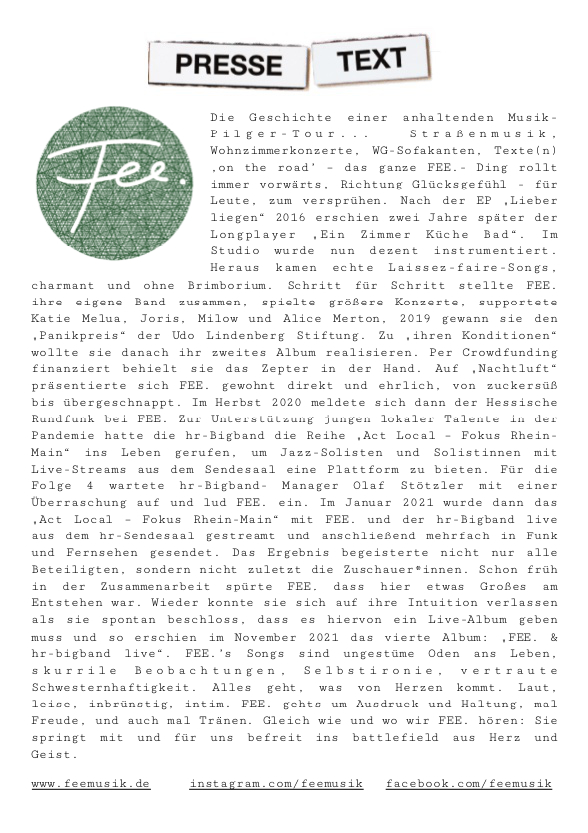 FEE. Pressetext